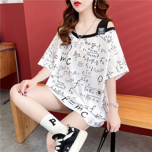 着心地抜群 切り替え 女性力を高める プリント Tシャツ カットソー＜S-3572＞