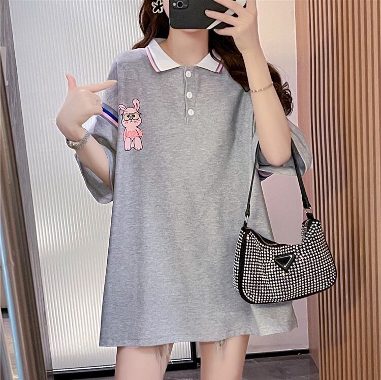 超人気 カジュアル 着回し力抜群 切り替え レース プリント全2色 半袖Tシャツ<S-9039>
