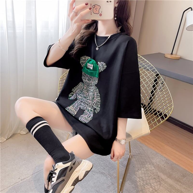 好感度満載 ラウンドネック スタイリッシュ プリント Tシャツ カットソー＜S-2795＞