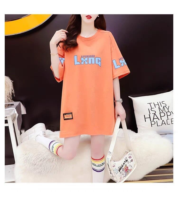 質感のいい アルファベット 熊柄 ドロップショルダー オーバーサイズ Tシャツ ＜S-2878＞
