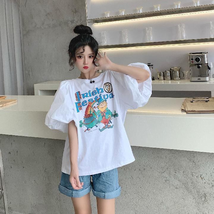 キュート プリント ファッション ゆったり 全4色 半袖 Tシャツ＜S-11521＞