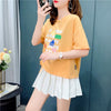 個性的なデザイン 切り替え 一目惚れ プリント Tシャツ カットソー＜S-3671＞