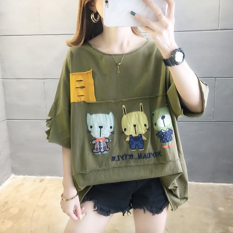 絶対欲しい ダメージ加工 個性派 ゆったり 半袖Tシャツ 全3色 ＜S-4949＞