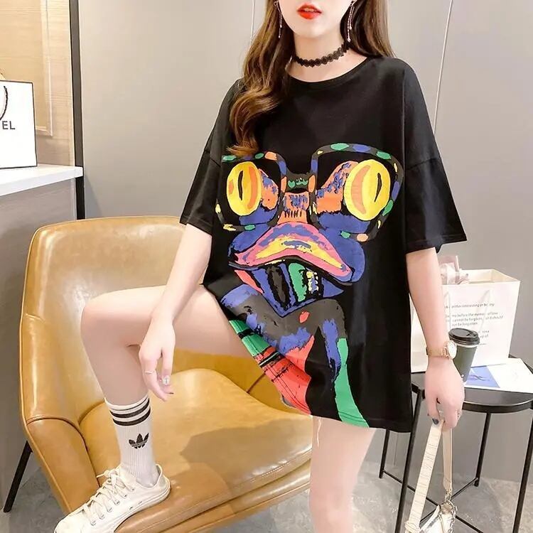 絶対流行 プリント ファッション ゆったり 全4色 半袖 Tシャツ＜S-11523＞