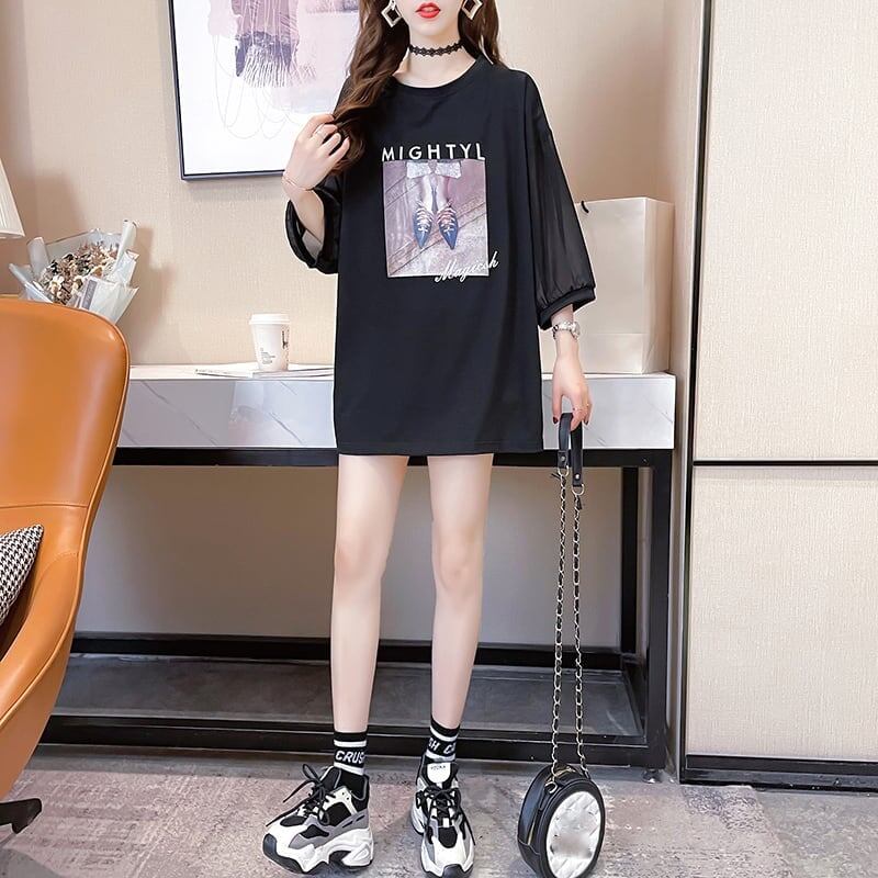 話題沸騰中 プリント 切り替え ストリート ゆったり 着?せ トップス Tシャツ ＜S-2075＞