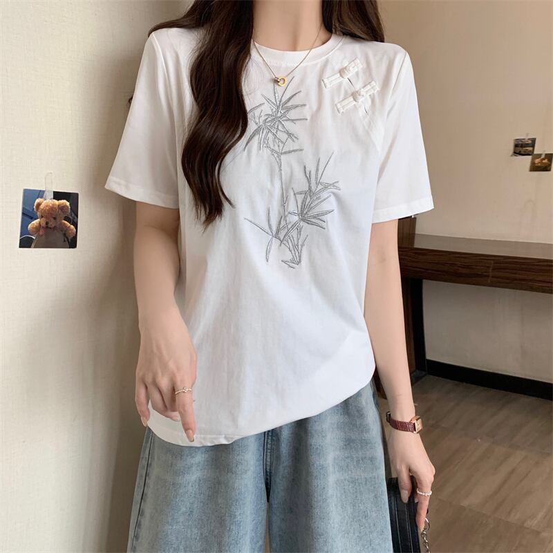 おすすめ 海外トレンド カジュアル モーダル 刺繍 半袖Tシャツ＜S-8476＞
