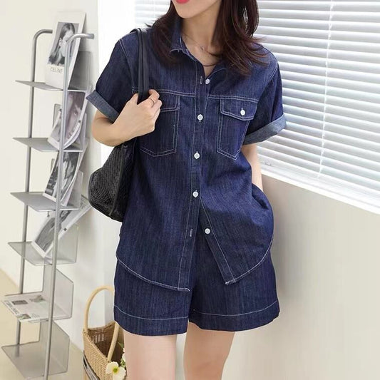 新商品 デニム 超人気 半袖トップスⅹパンツセット <S-8233>