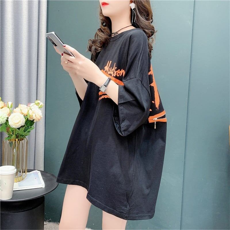 デザイン感 切り替え チャーミング プリント Tシャツ カットソー＜S-3578＞
