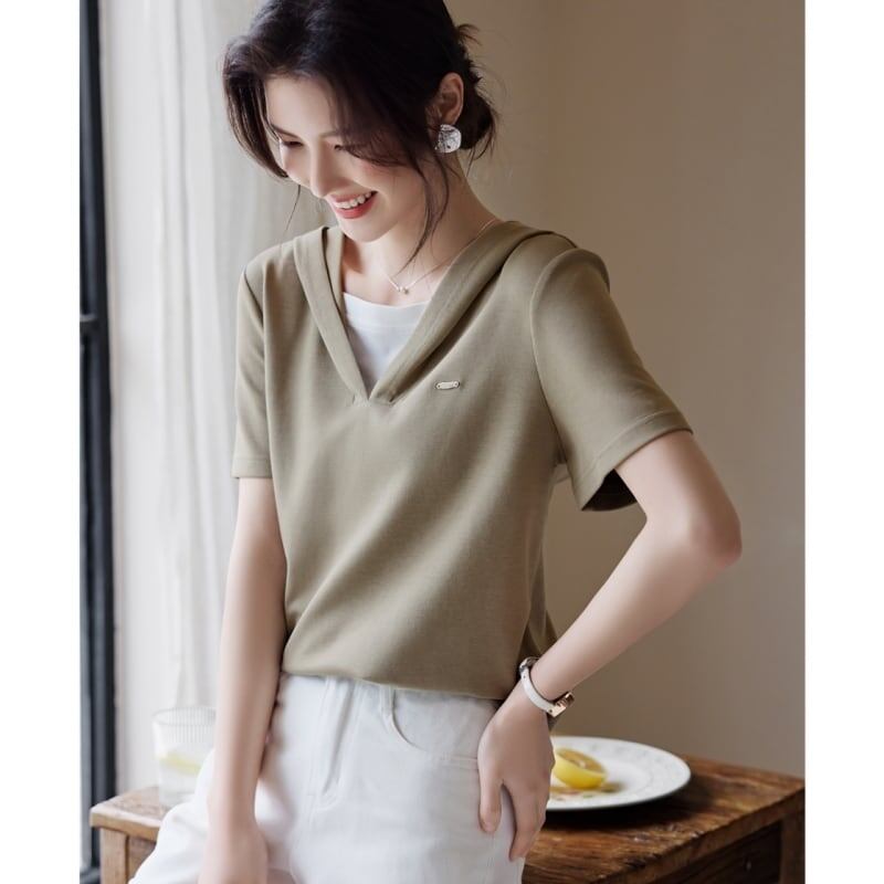 着回し力抜群 レイヤード風 ファッション Tシャツ<S-8345>