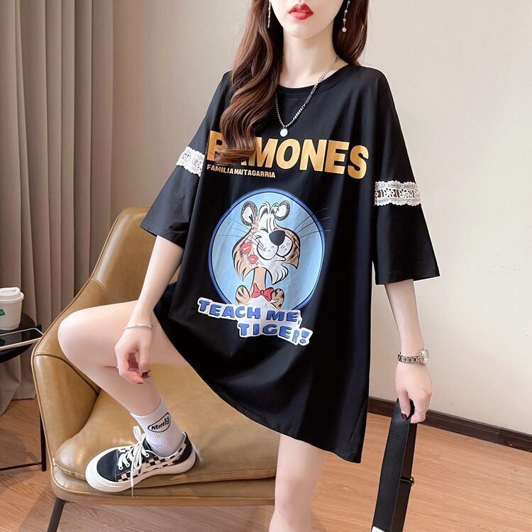 新商品 プリント ファッション ゆったり 全4色 半袖 Tシャツ＜S-11493＞