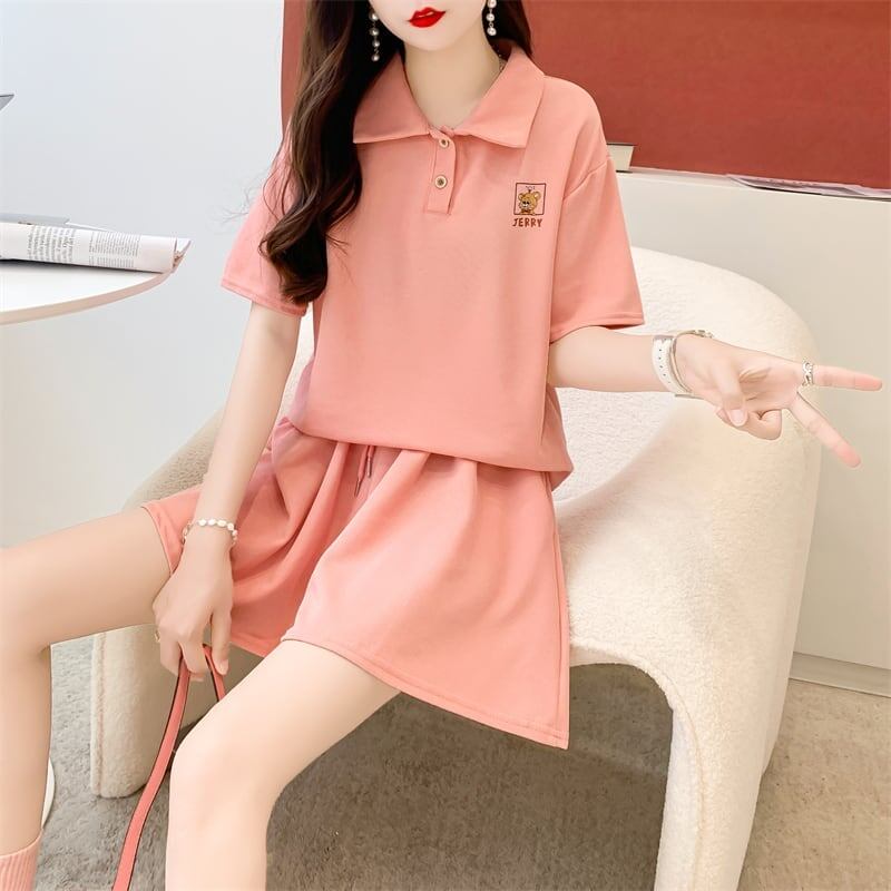 カジュアル 切り替え オシャレ度満点 Tシャツ＋ショートパンツ セットアップ＜S-3613＞