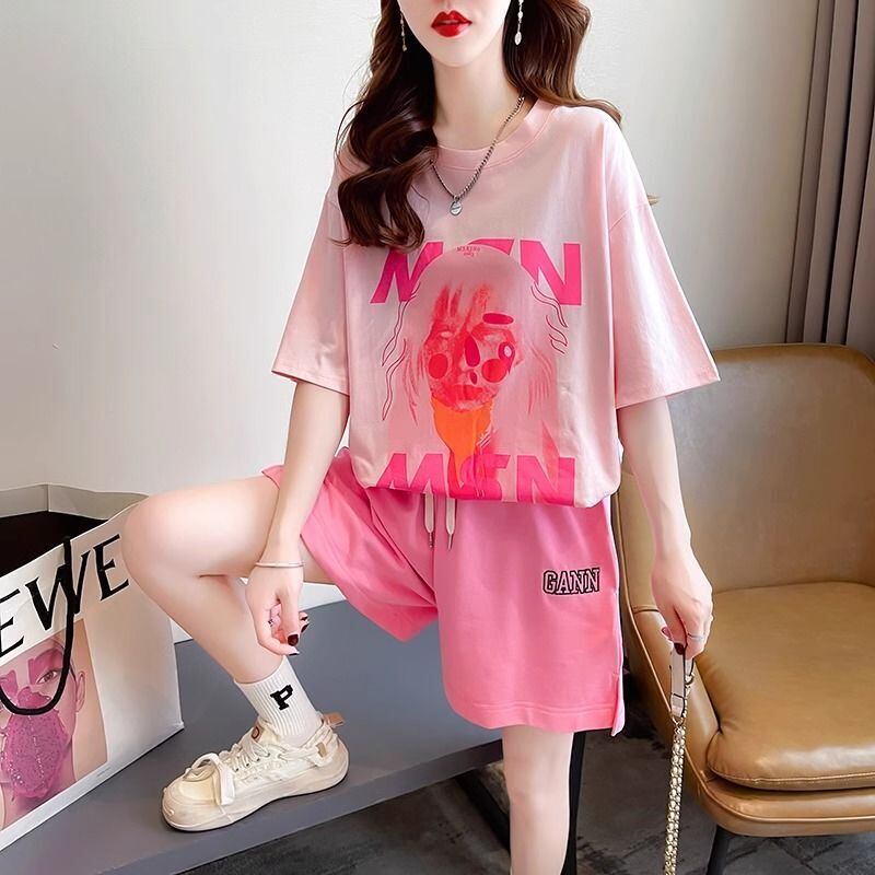 好感度UP カジュアル ファッション 上質 Ｔシャツⅹパンツセット<S-8456>