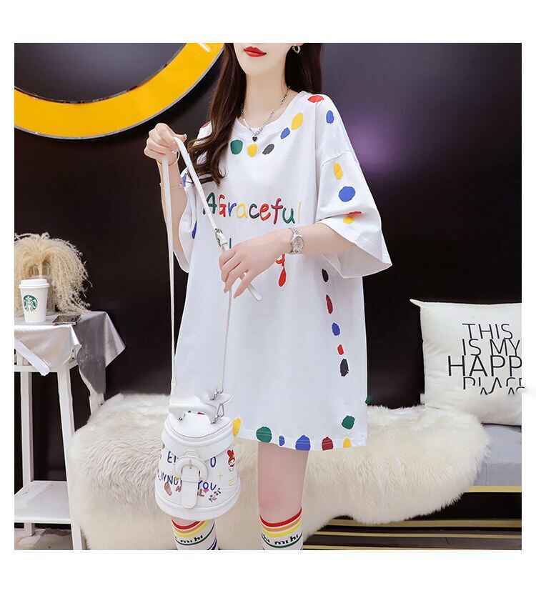 売り切れ必至 プリント ファッション 切り替え 全2色 半袖Tシャツ＜S-8623＞
