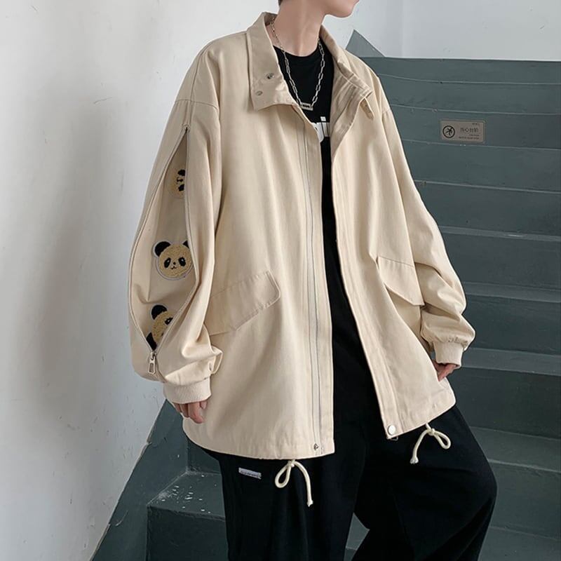 デザイン感 長袖 パンダプリント ジッパー ジャケット アウター＜S-2172＞