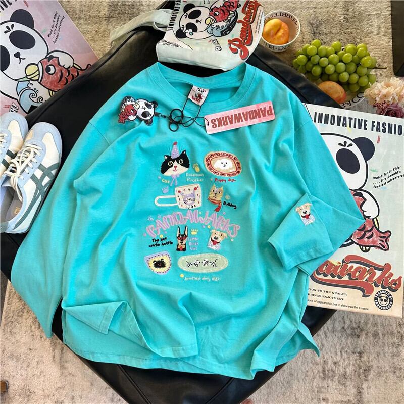 新商品 大人可愛い 求めてたデザイン 肌触り抜群 プリント 5色選択 Tシャツ<S-9369>