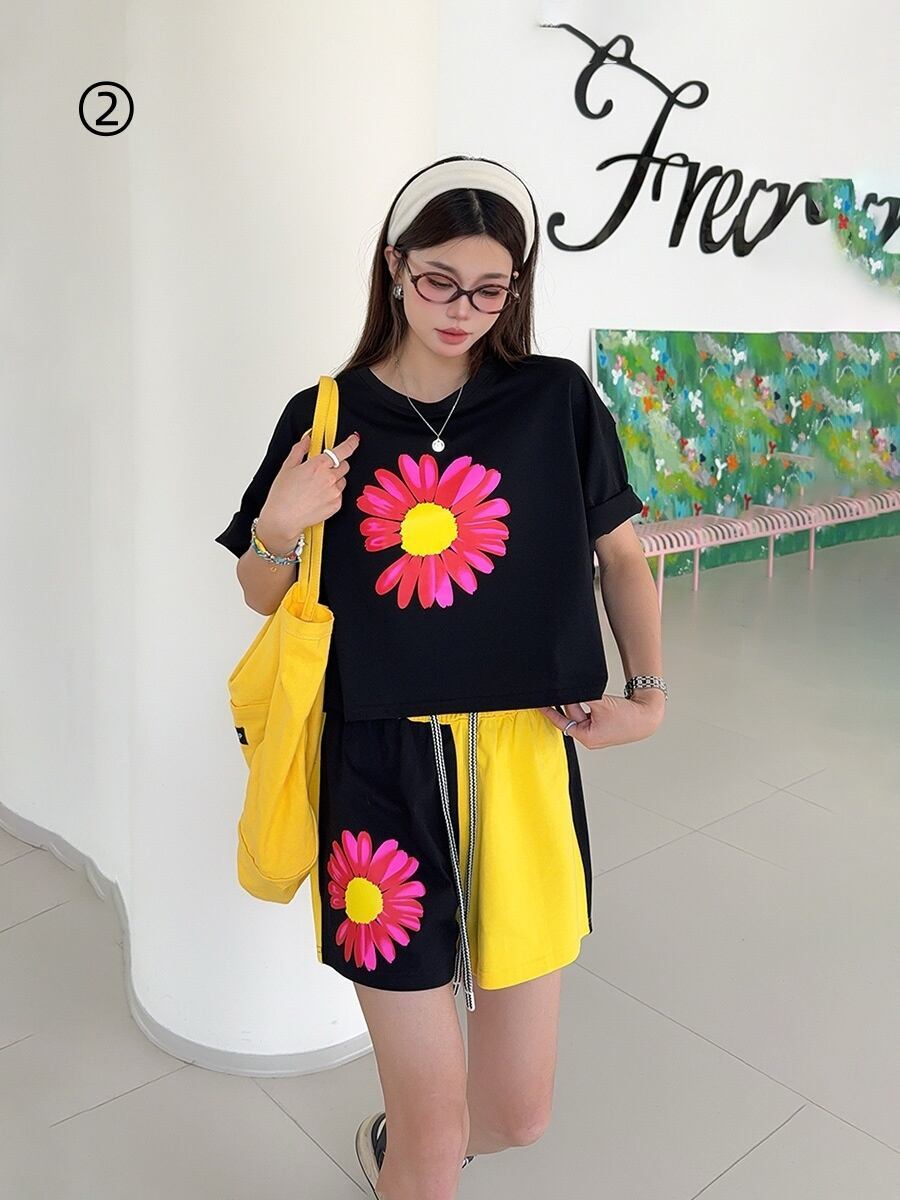 好感度UP カジュアル 真夏も快適 半袖 Tシャツ ショートパンツ セットアップ ＜S-11374＞