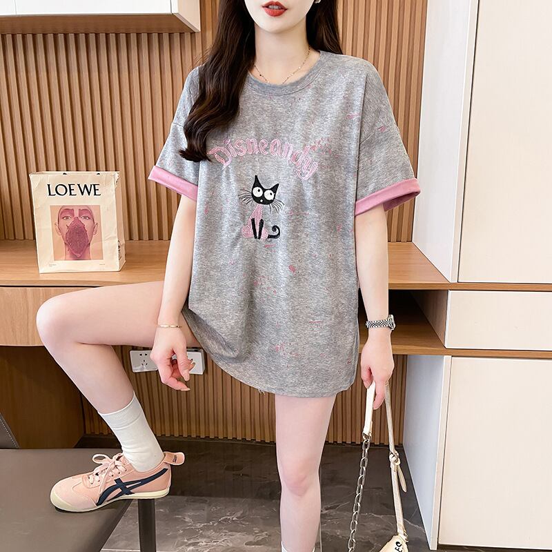 スウィート 早い者勝ち 絶対流行 カジュアル 2色選択 Tシャツ<S-11572>