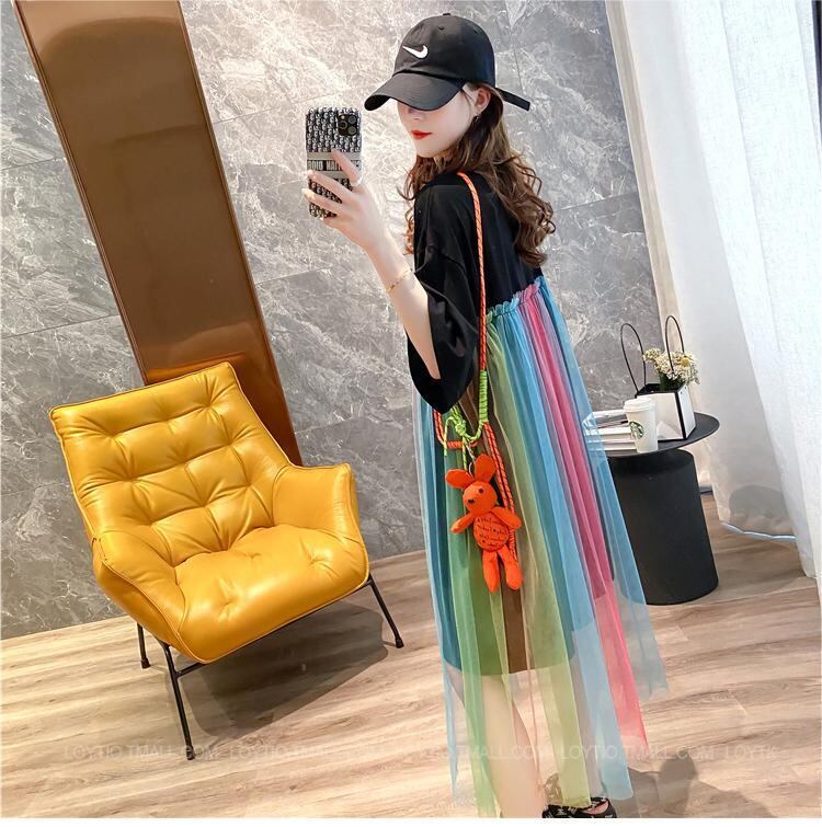 デザインセンスレインボーメッシュステッチ半袖Tシャツ<S-2940>