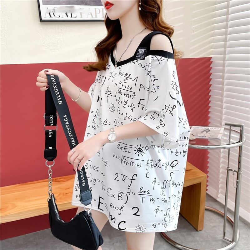 着心地抜群 切り替え 女性力を高める プリント Tシャツ カットソー＜S-3572＞