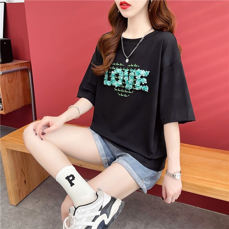 デザイン感 プリント チャーミング Tシャツ カットソートップス＜S-3151＞