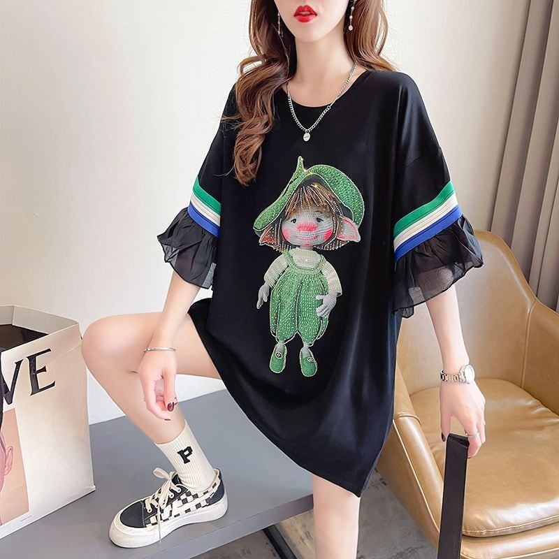 新商品 切り替え キュート ゆったり 全2色 半袖Tシャツ＜S-8349＞