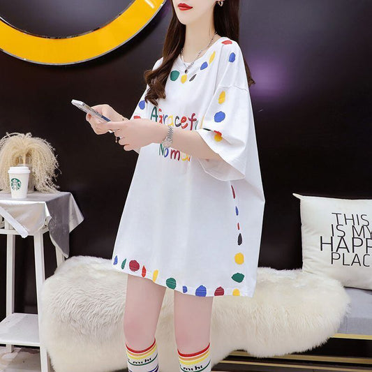 売り切れ必至 プリント ファッション 切り替え 全2色 半袖Tシャツ＜S-8623＞