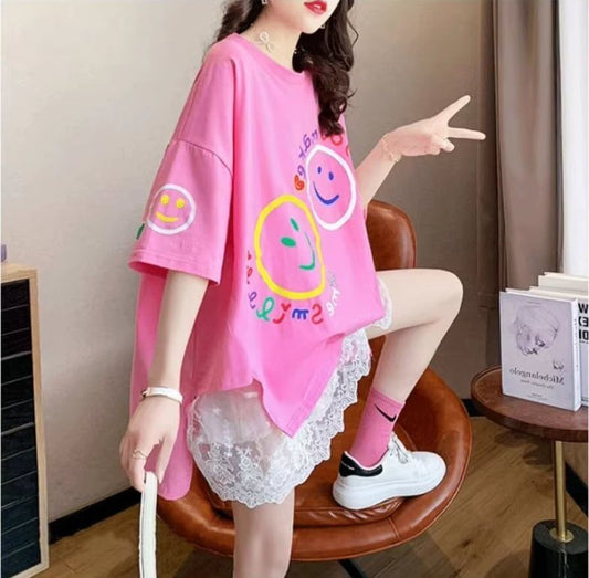 新作 ロゴ レイヤード風 プリント ゆったり 半袖 Ｔシャツ 全3色<S-4948>