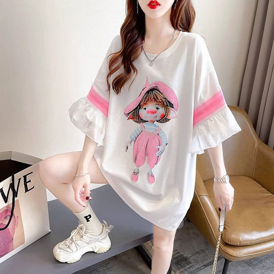 新商品 切り替え キュート ゆったり 全2色 半袖Tシャツ＜S-8349＞