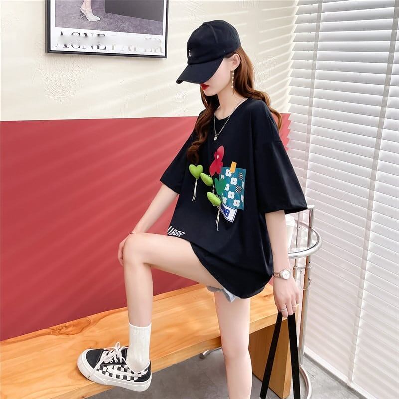 カジュアル プリント 好感度満載 ラウンドネック Tシャツ カットソー＜S-3118＞