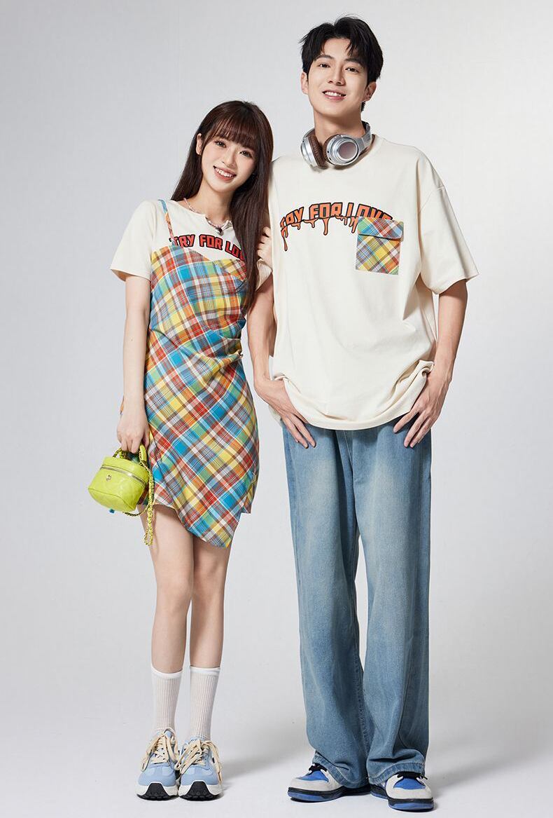 超人気 カジュアル 着回し力抜群 ファッション カップル ペア ワンピース 半袖シャツ <S-8966>