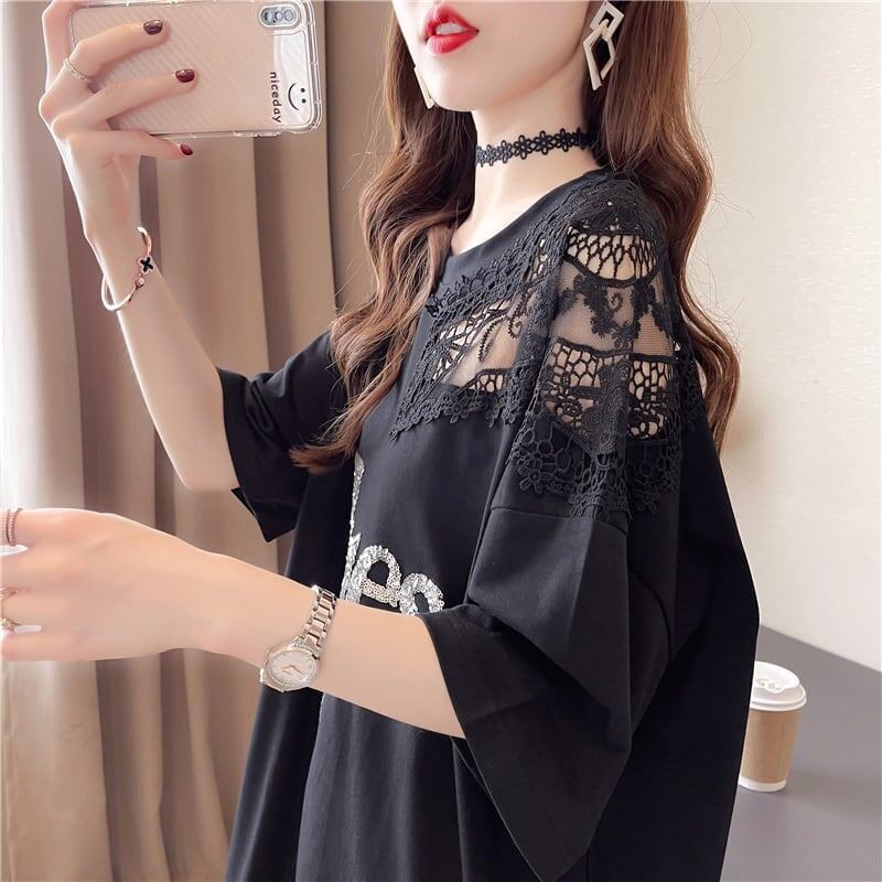 清純甘くて女子力UP ラウンドネック 一目惚れ 3色選択可 Tシャツ カットソー＜S-2950＞
