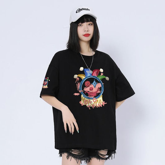 話題沸騰中 ゆったり カジュアル プリント 6色 半袖Tシャツ＜S-8164＞