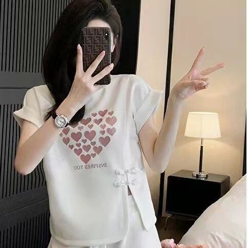美人度アップ 特別デザイン 上品 半袖 Tシャツ ショートパンツ セットアップ ＜S-8874＞