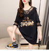 話題沸騰中 レース 大好評 透かし彫り 切り替え プリント全3色 半袖Tシャツ カットソー ＜S-8562＞