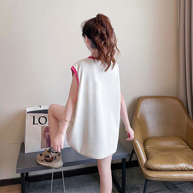 超人気 プリント全4色 軽い生地が夏にぴったり！ ノースリーブ Tシャツ カットソー＜S-9075＞