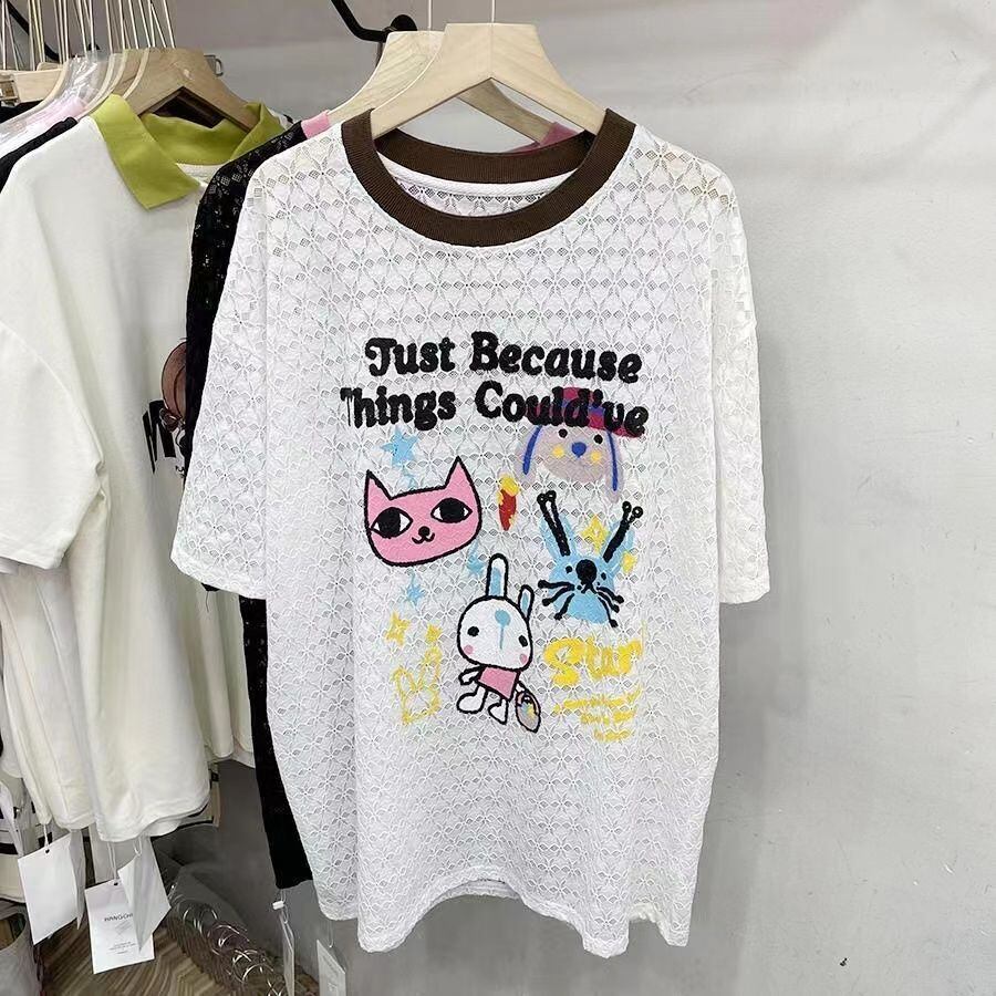 【半額！期間限定！！】新商品 キュート 超人気 プリント 2色半袖Tシャツ＜S-8520＞