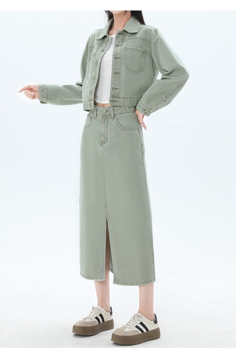 カジュアル 長袖 定番シンプル ジャケット＋スカート セットアップ ＜S-10943＞