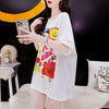 スタイリッシュ 切り替え 一目惚れ プリント Tシャツ カットソー＜S-3531＞