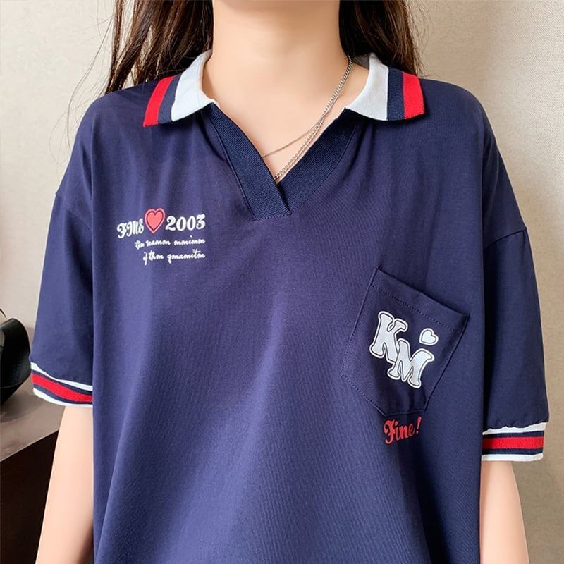 オシャレ度満点 切り替え カジュアル プリント Tシャツ カットソー＜S-3593＞