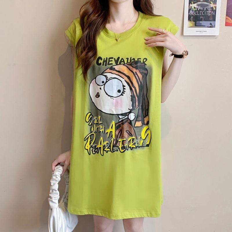 真夏も快適 着心地良い ファッション感満々 プリント全4色 ノースリーブ Tシャツ カットソー＜S-9161＞