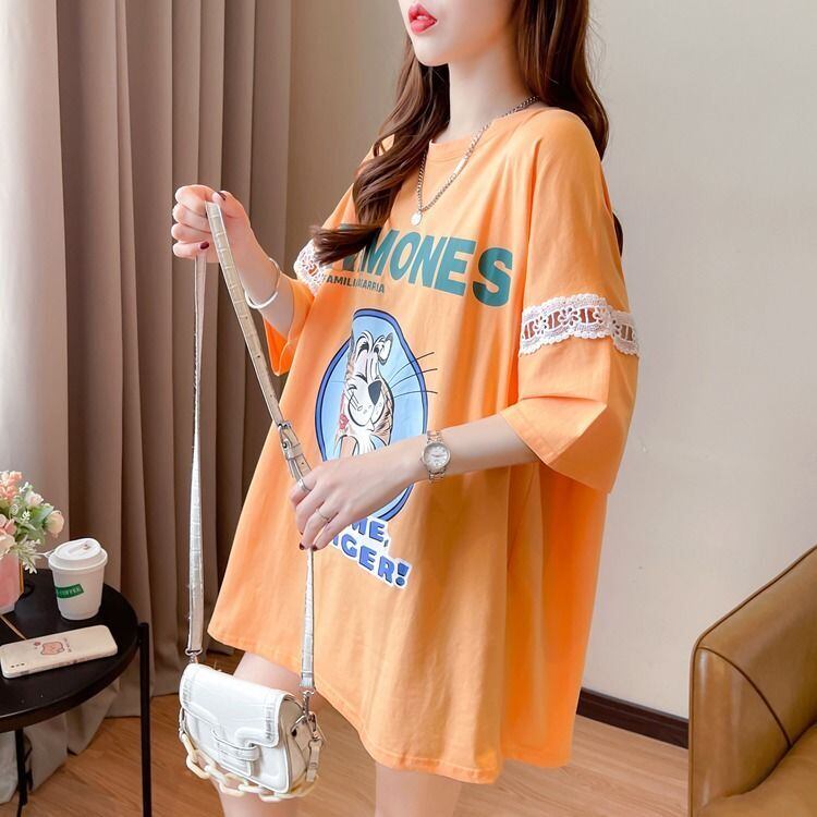 新商品 プリント ファッション ゆったり 全4色 半袖 Tシャツ＜S-11493＞