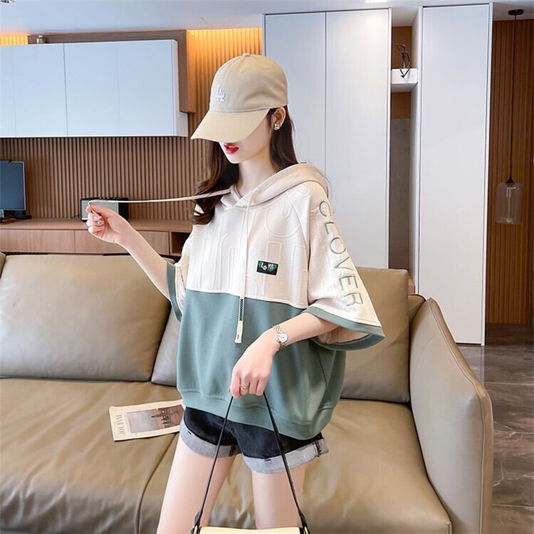 高級感 帽子付き 半袖 Tシャツ スウェット ＜S-8640＞