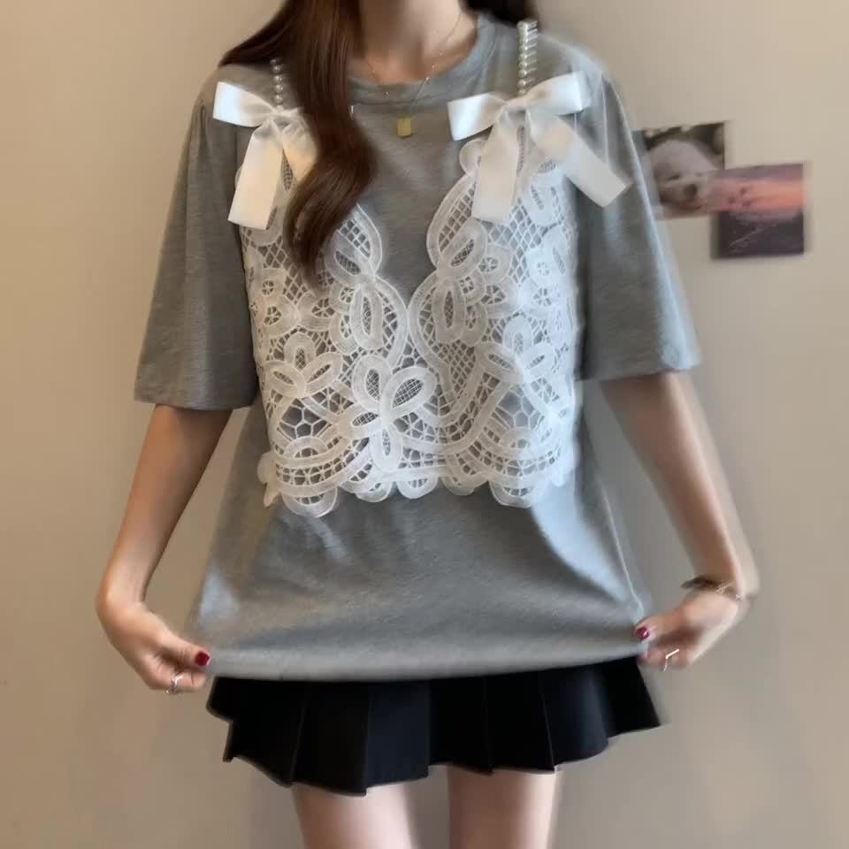 ファッション感満々 ロング丈 ゆったり 2色半袖Tシャツ＜S-10995＞