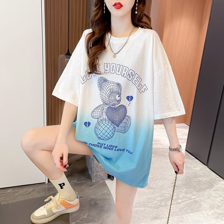 おすすめ新作 プリントTシャツ グラデーション ゆったり半袖＜S-2886＞