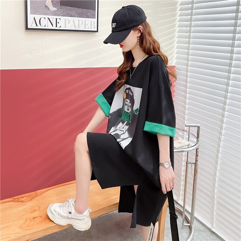 【半額！期間限定！！】今季マストバイ プリント カジュアル Tシャツ カットソー ワンピース＜S-8533＞