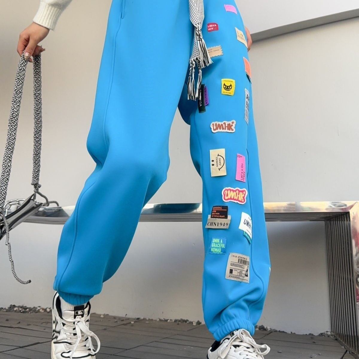 着せロゴ裏起毛ジョガーパンツ4色あり