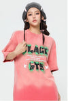 見逃し厳禁 ファッション ストリート系 ヴィンテージ加工 アルファベット プリントTシャツ ＜S-2921＞