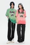 見逃し厳禁 ファッション ストリート系 ヴィンテージ加工 アルファベット プリントTシャツ ＜S-2921＞