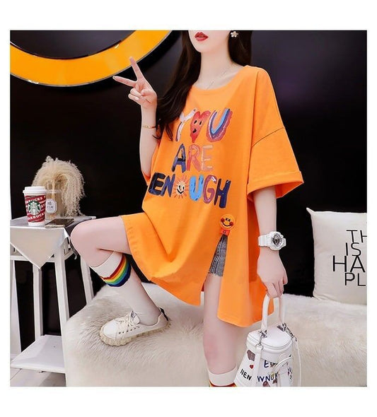 ストリートトレンド韓国風コットン半袖Tシャツ<S-2962>