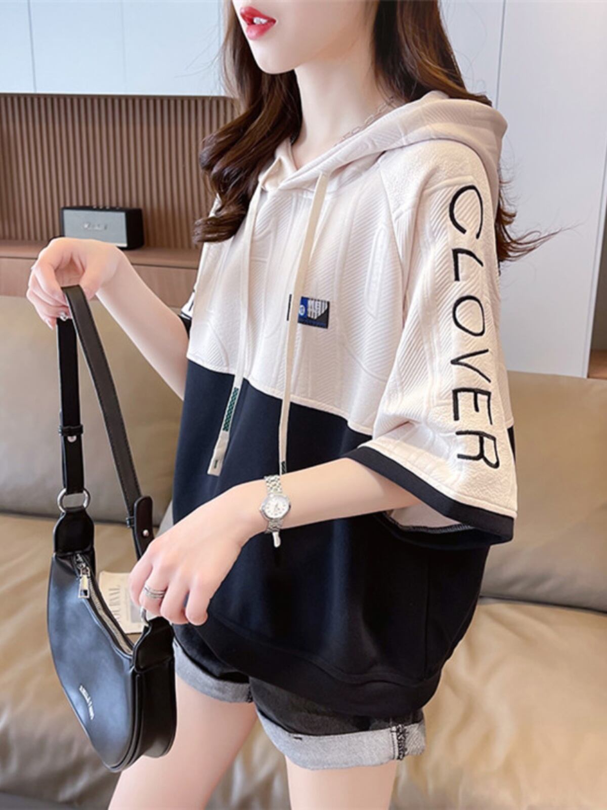 高級感 帽子付き 半袖 Tシャツ スウェット ＜S-8640＞